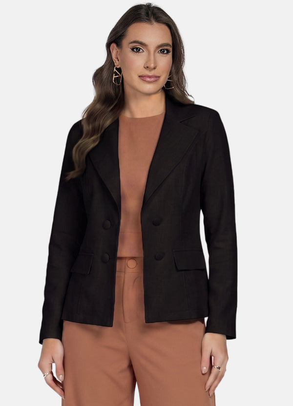 BLAZER FEMININO DE LINHO COM BOTÕES
