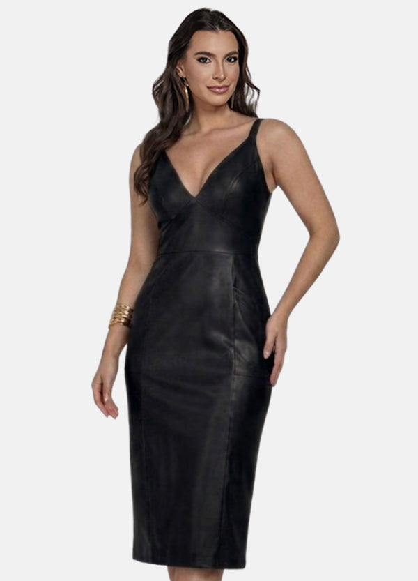 VESTIDO MIDI DE CIRRE COM BOLSOS