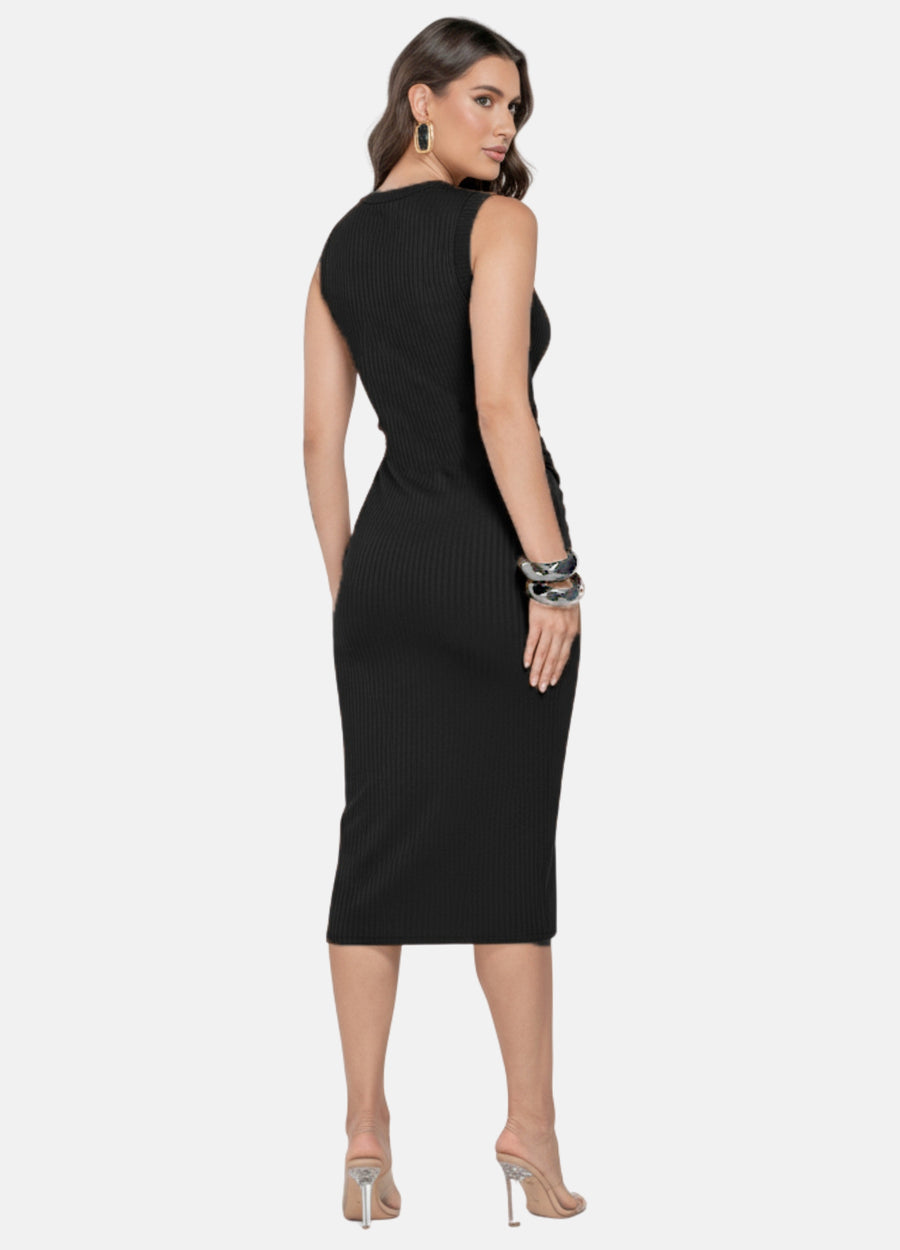 VESTIDO MIDI LUIZA CANELADO COM FIVELA OFERTA 24H