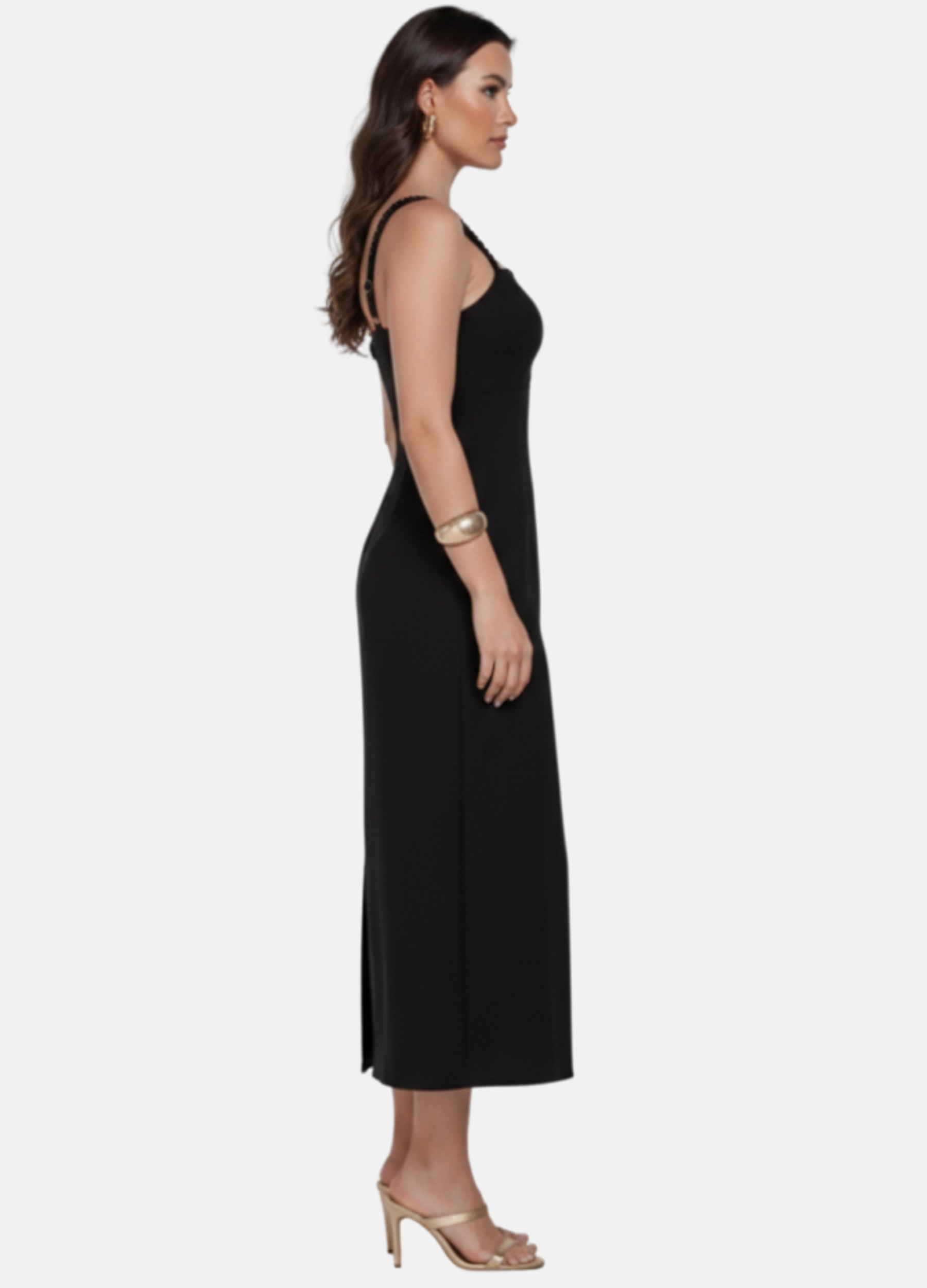 VESTIDO MIDI LINHO ALÇA TRANÇADA