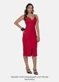 Kit 2 Vestidos Midi - Trespassado com Fenda + Recortes e Abertura no Decote