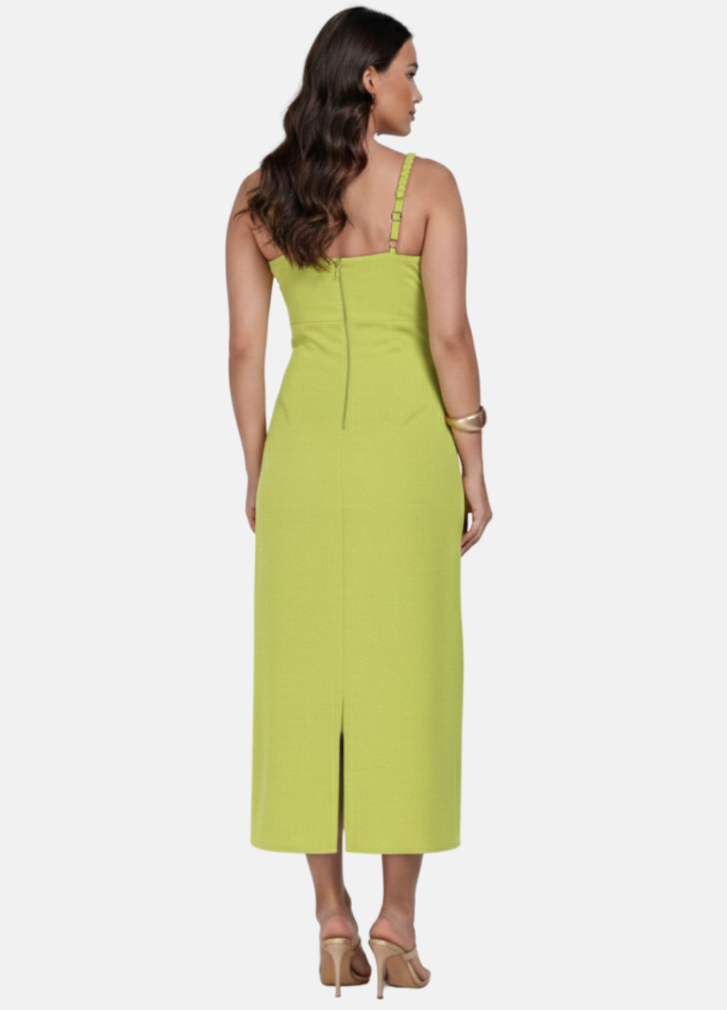 VESTIDO MIDI LINHO ALÇA TRANÇADA
