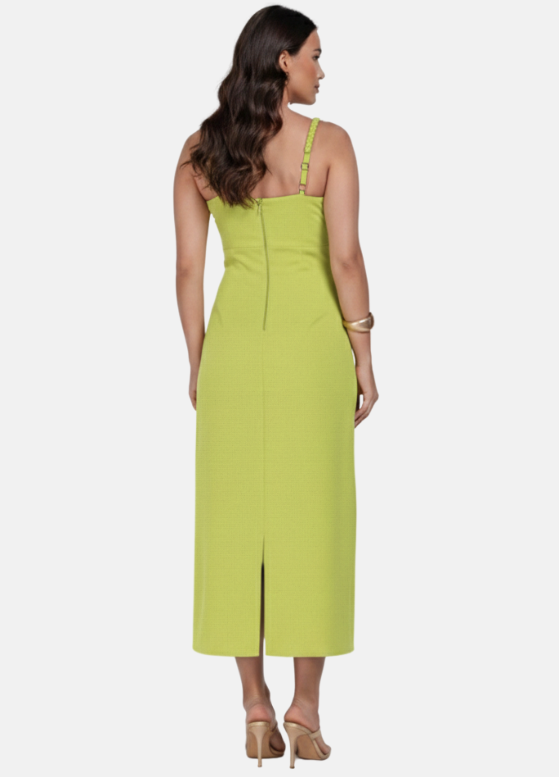 VESTIDO MIDI LINHO ALÇA TRANÇADA