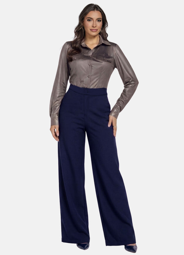 CALÇA FEMININA PANTALONA COM BOTÕES