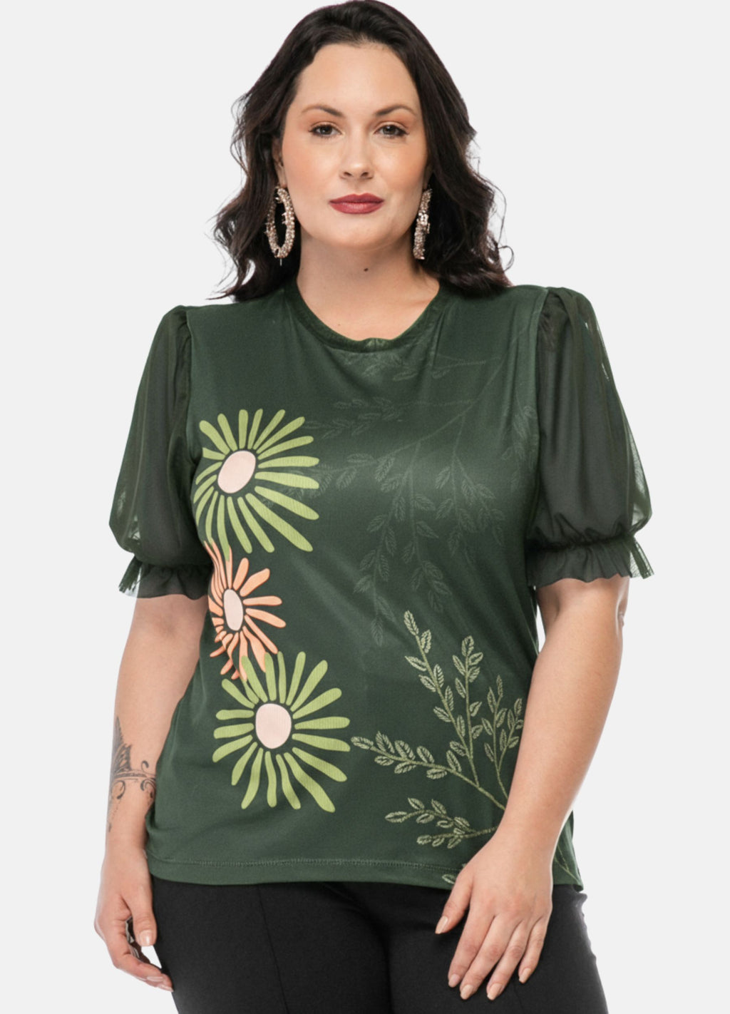T-SHIRT C/ MANGA DE TULE
