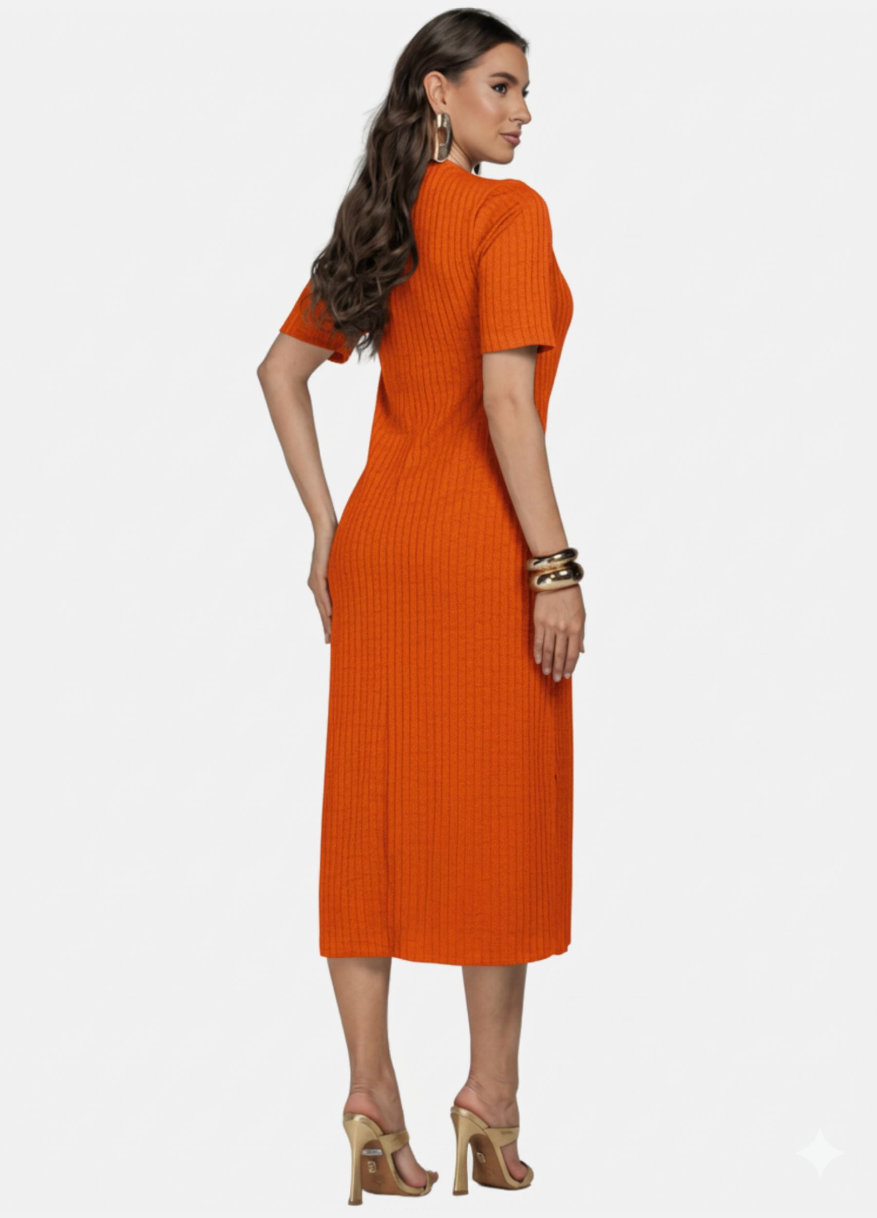 VESTIDO MIDI COM FRANZIDO NO BUSTO