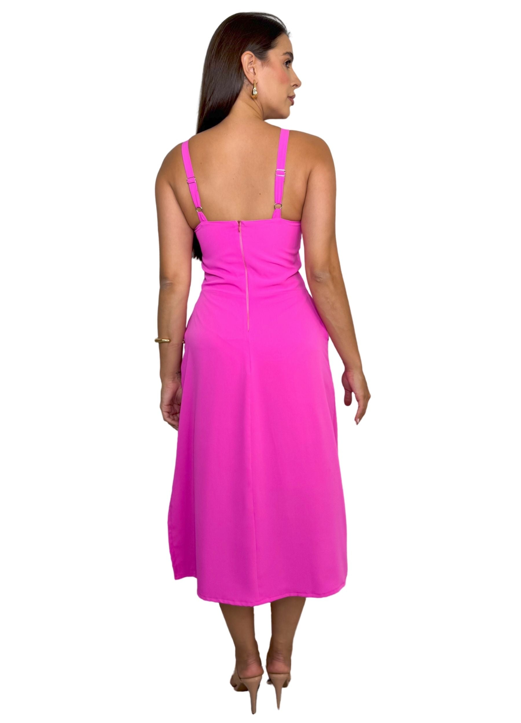 VESTIDO MIDI COM AMARRAÇÃO E BOLSO