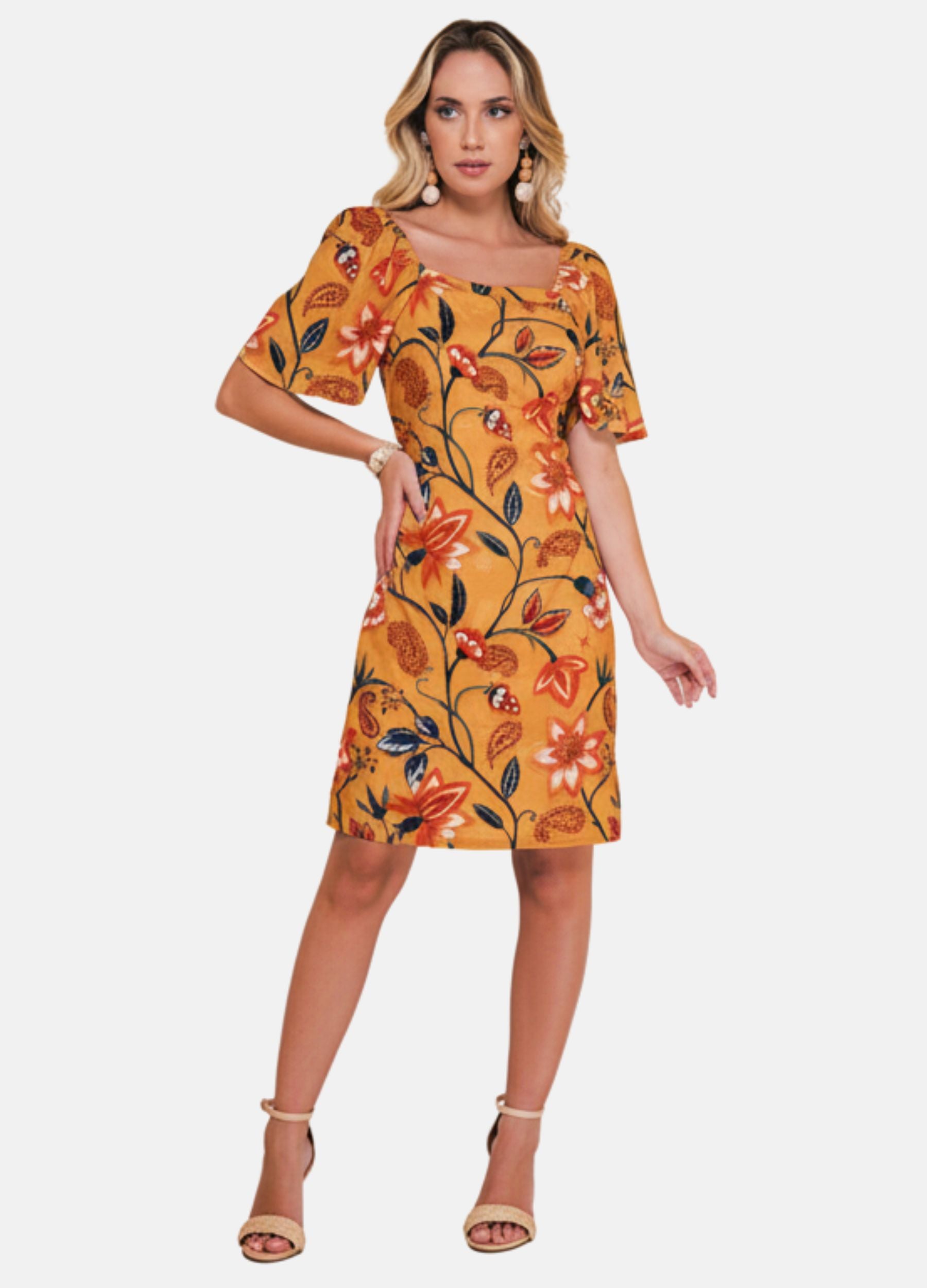 VESTIDO CURTO C/MANGA GODE
