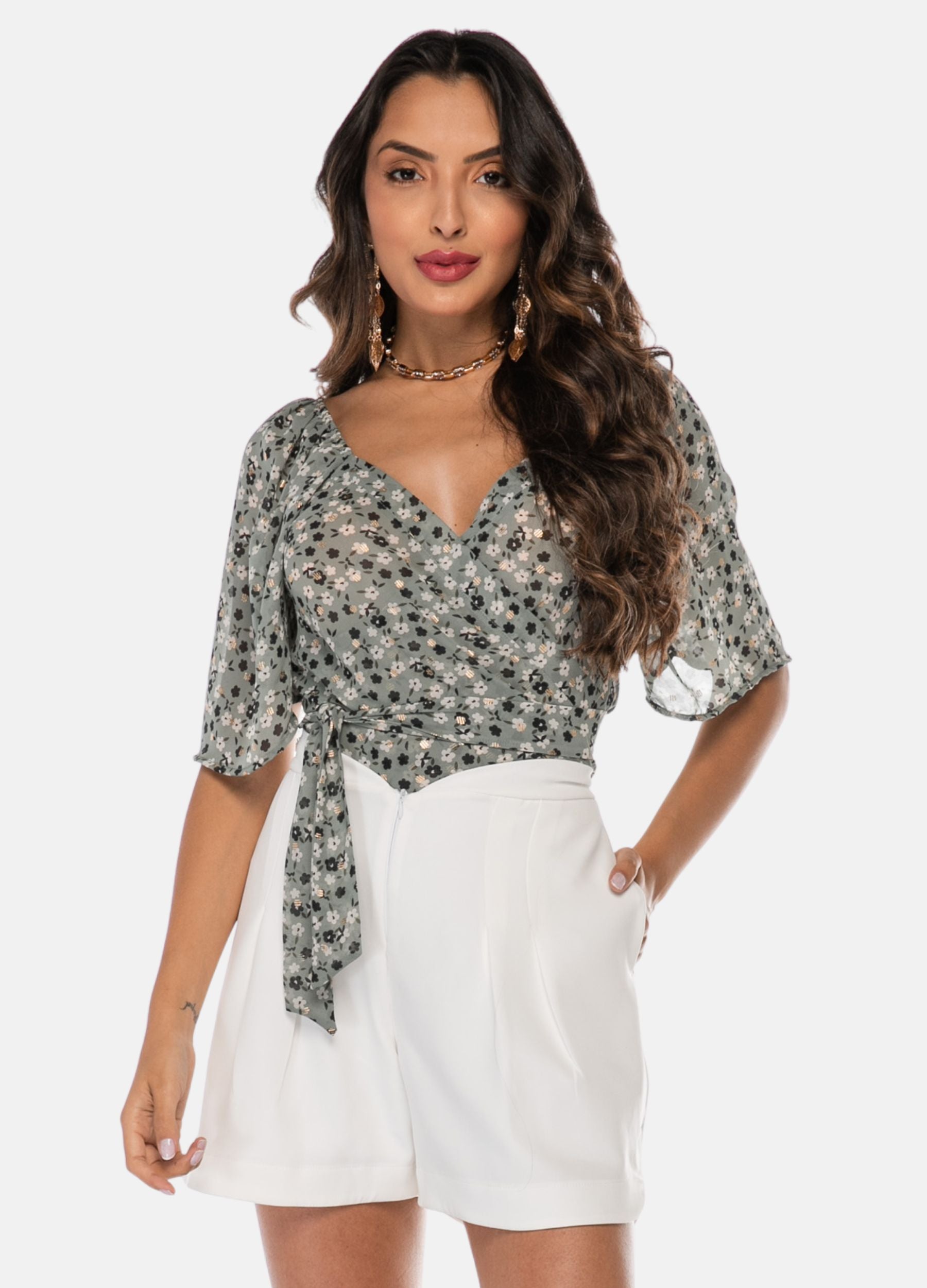 BLUSA C/ DECOTE TRESPASSADO