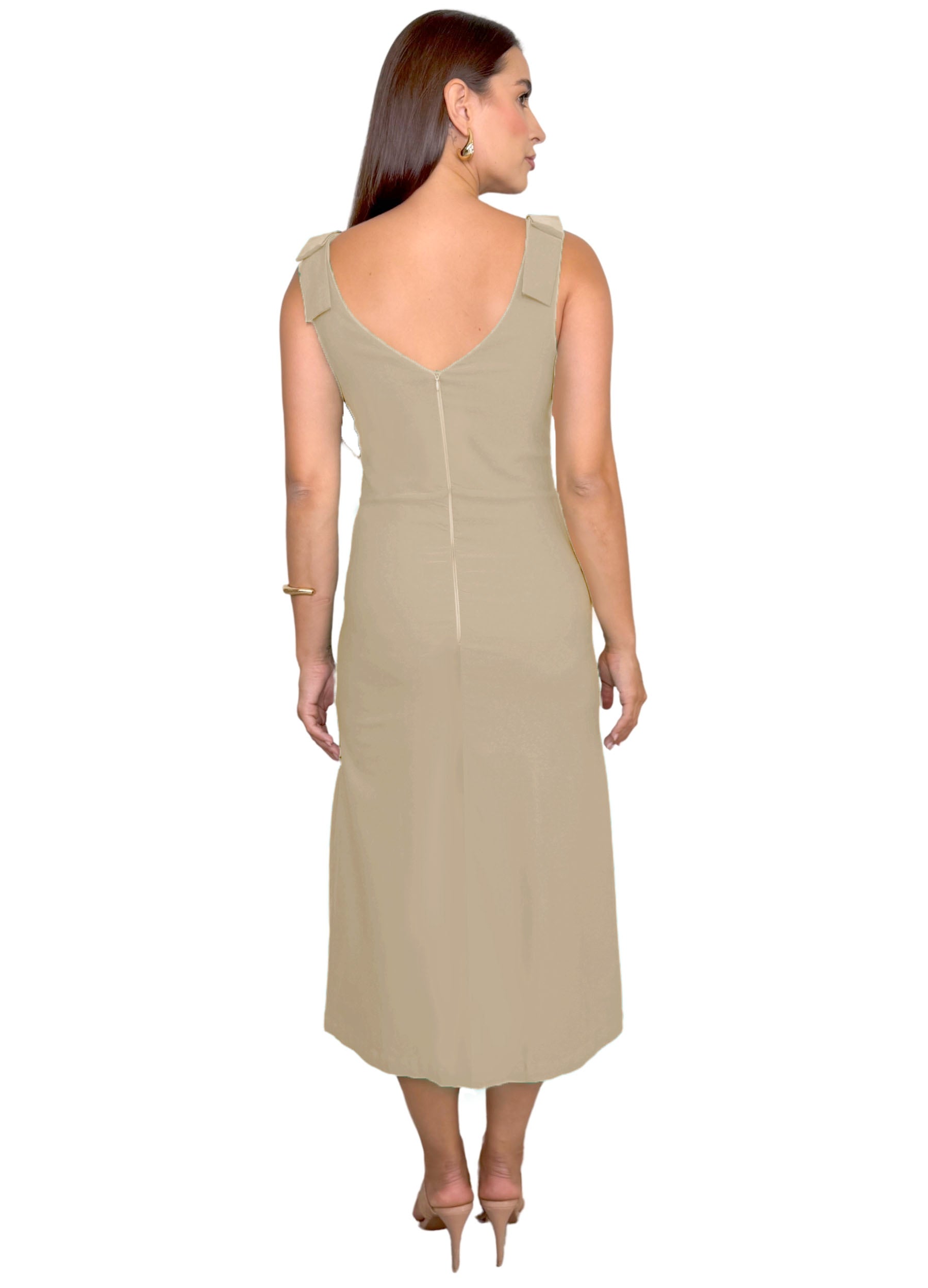 VESTIDO MIDI COM LAÇO NO OMBRO