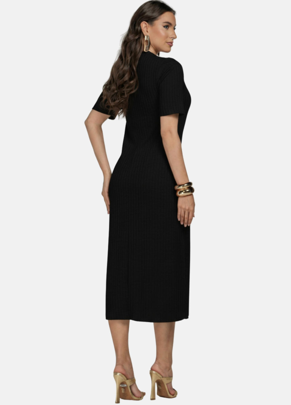 VESTIDO MIDI COM FRANZIDO NO BUSTO