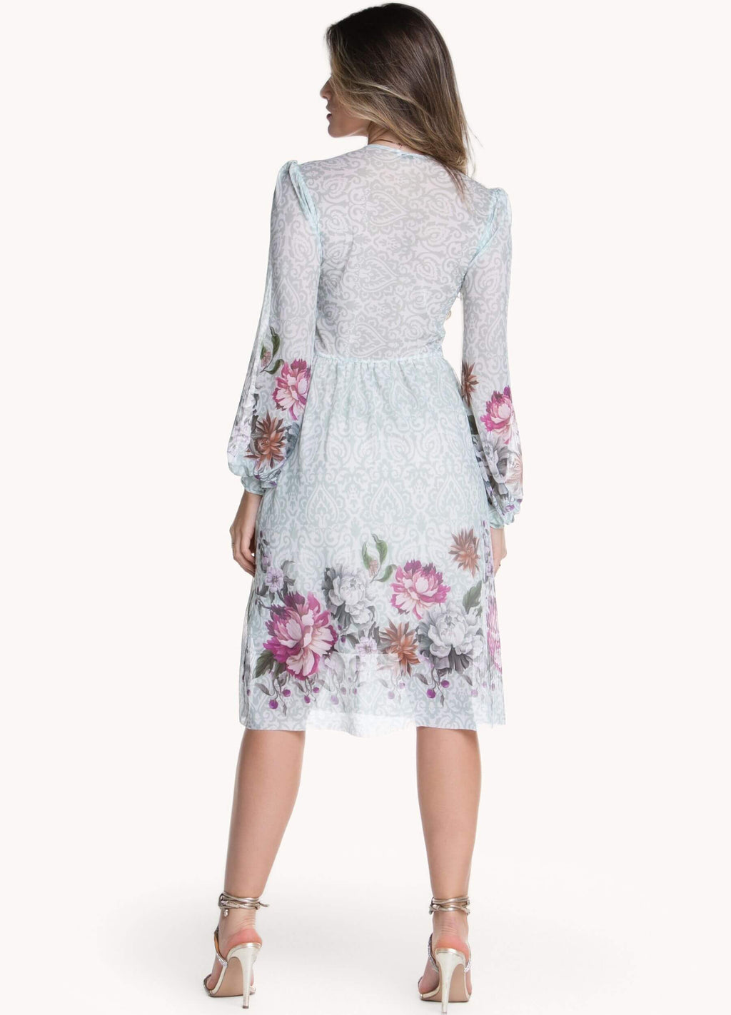 VESTIDO CURTO DE TULE COM BARRADO