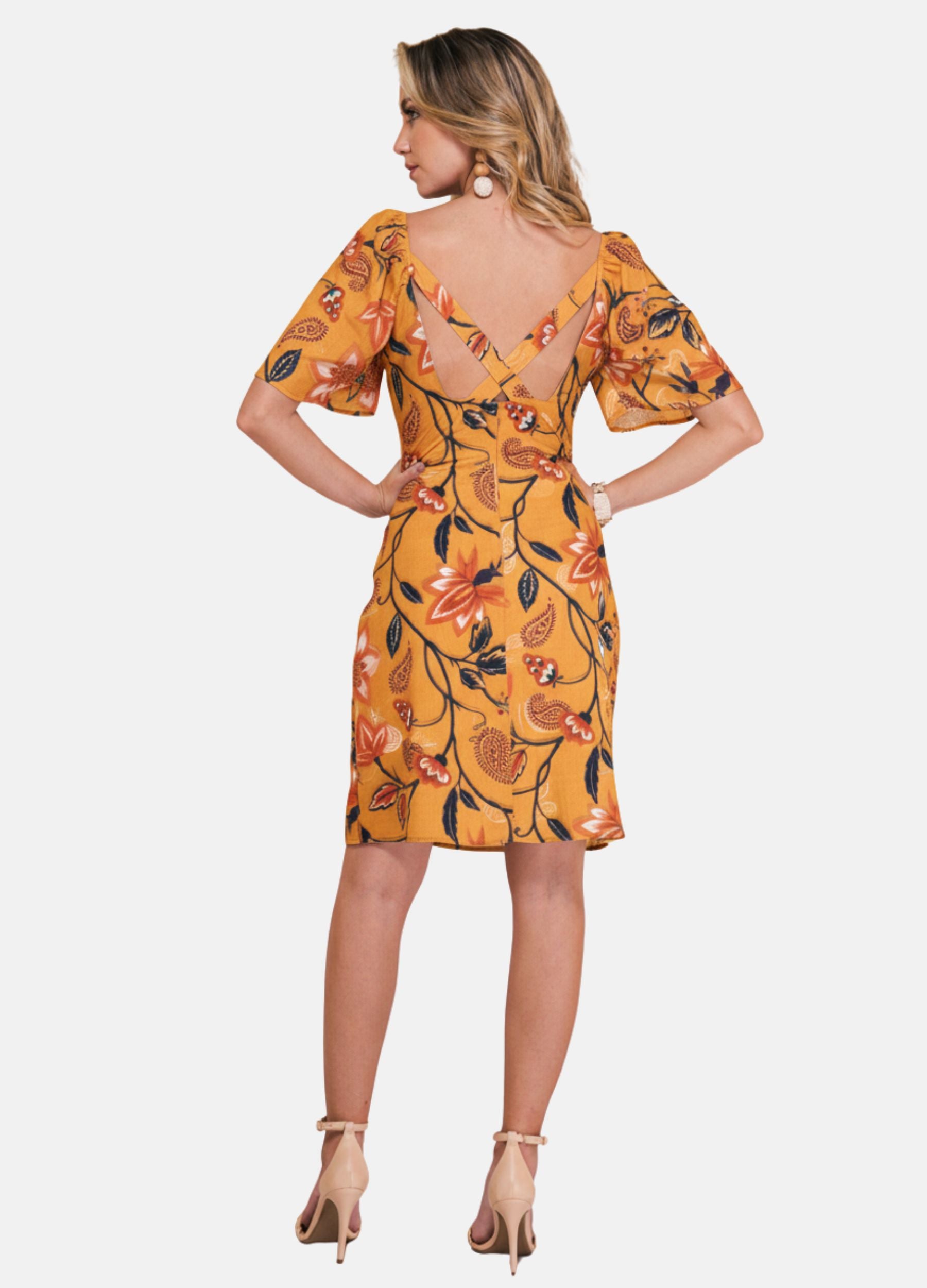VESTIDO CURTO C/MANGA GODE