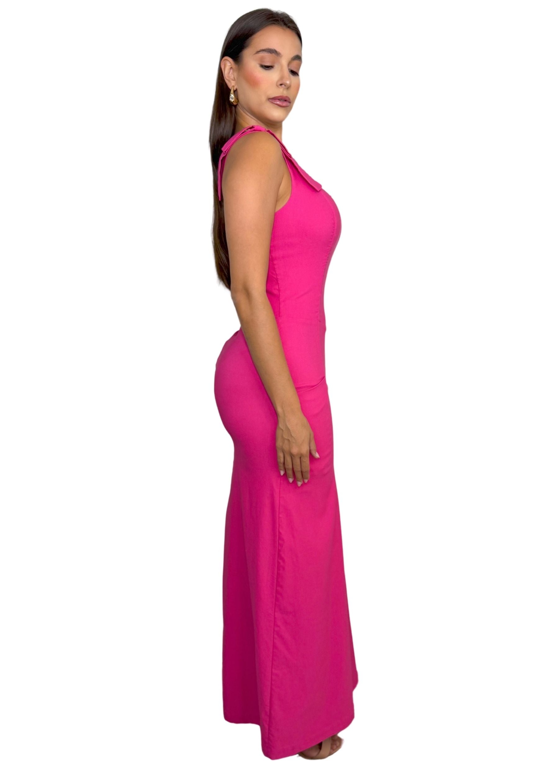 VESTIDO MIDI COM LAÇO NO OMBRO