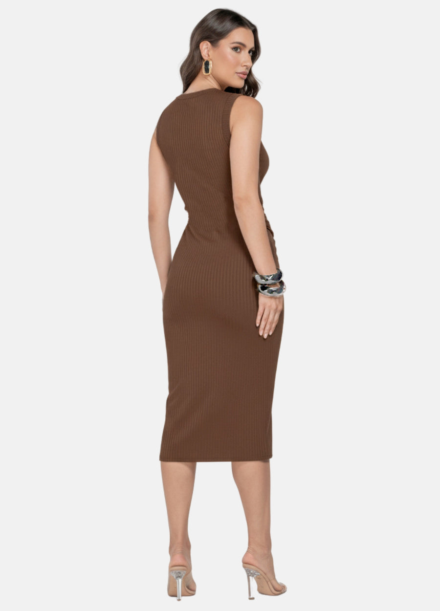 VESTIDO MIDI LUIZA CANELADO COM FIVELA OFERTA 24H
