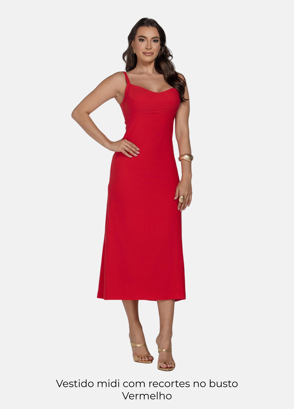Kit 2 Vestidos Midi - Recortes no Busto + Recortes e Fenda