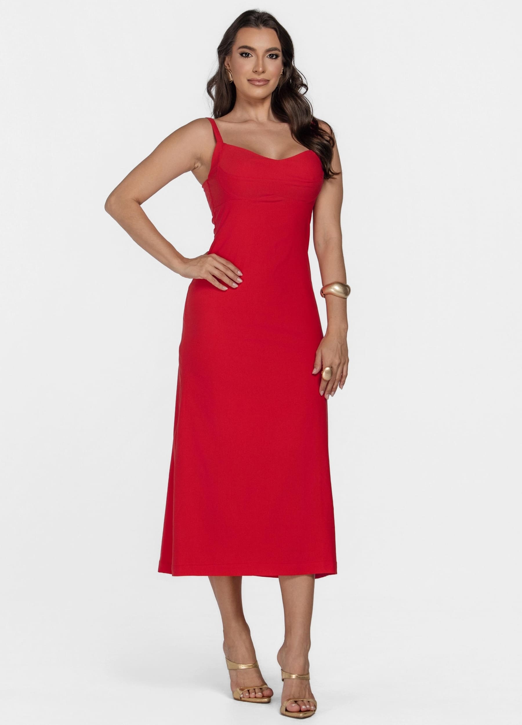 Kit 2 Vestidos Midi - Recortes no Busto + Recortes e Fenda