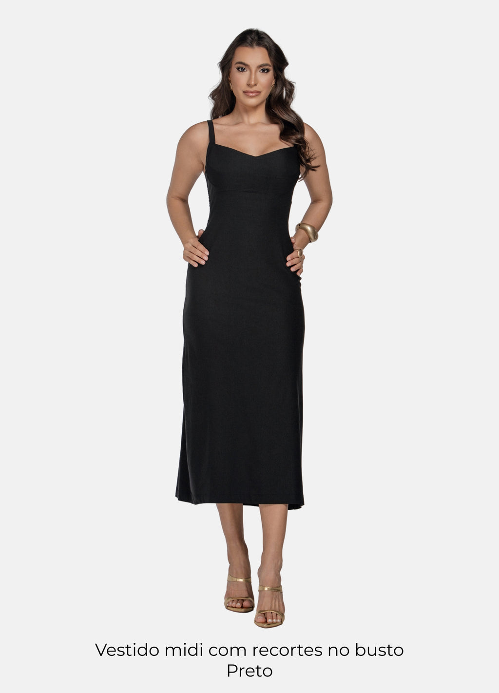 Kit 2 Vestidos Midi - Recortes no Busto + Recortes e Fenda
