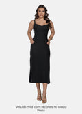 Kit 2 Vestidos Midi - Recortes no Busto + Duas Fivelas