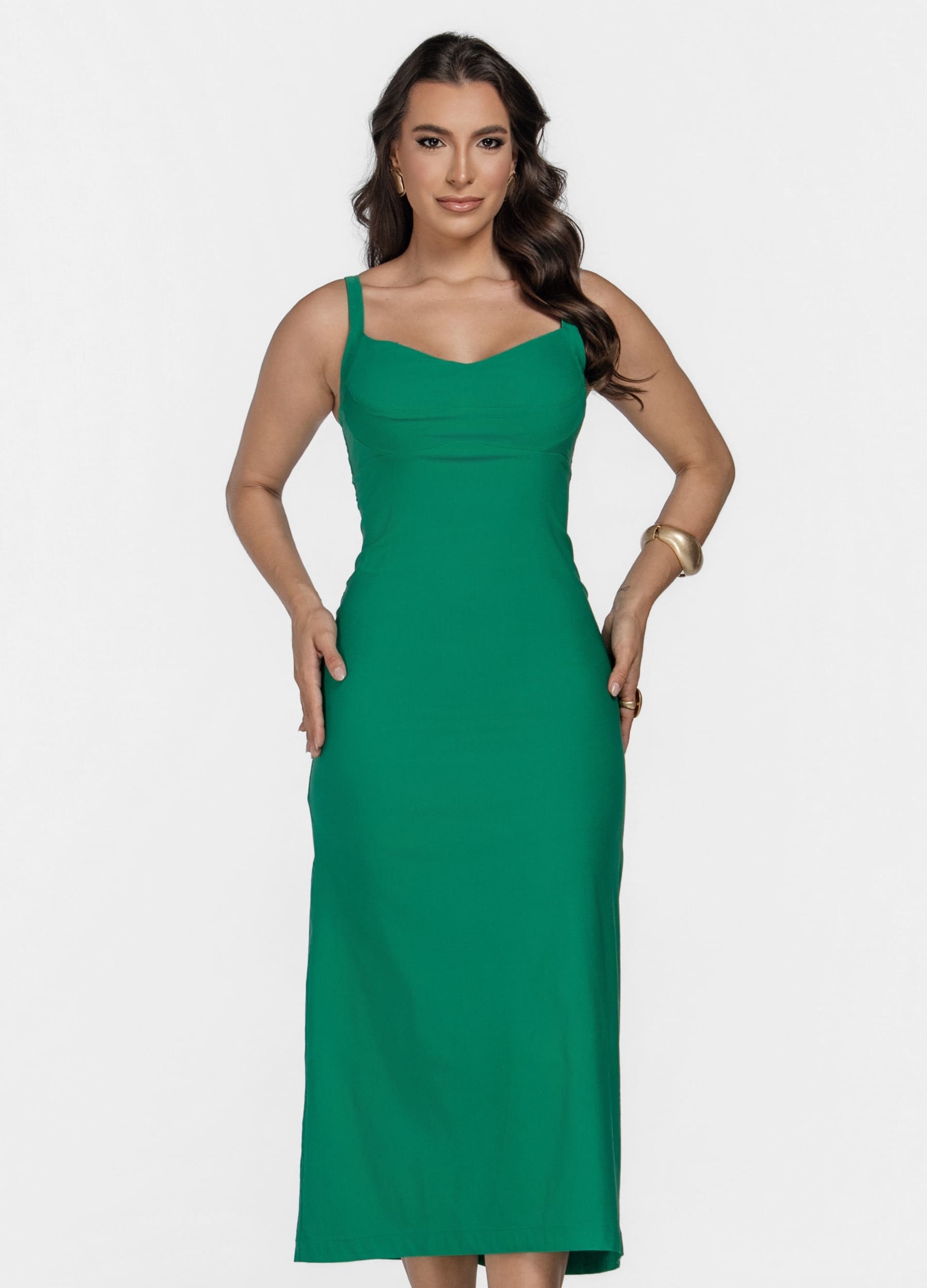 Kit 2 Vestidos Midi - Recortes no Busto + Recortes e Fenda