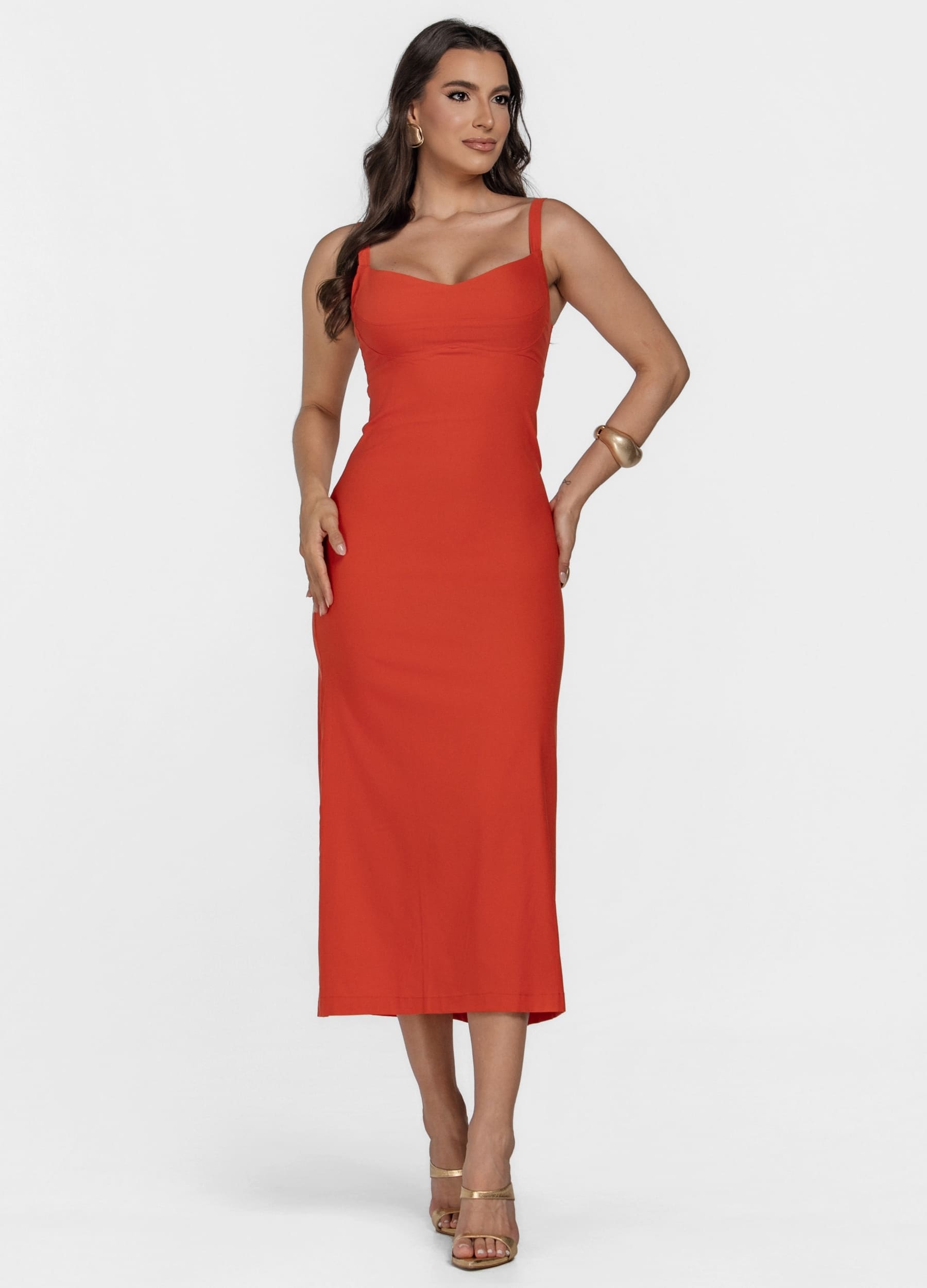 Kit 2 Vestidos Midi - Recortes no Busto + Recortes e Fenda