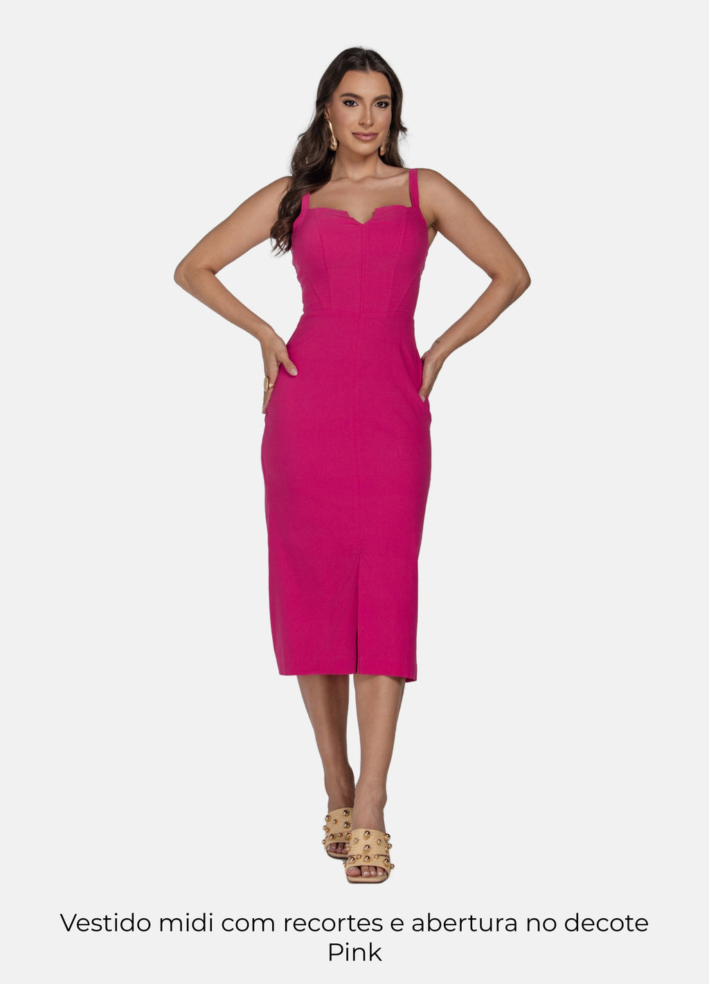 Kit 2 Vestidos Midi - Trespassado com Fenda + Recortes e Abertura no Decote