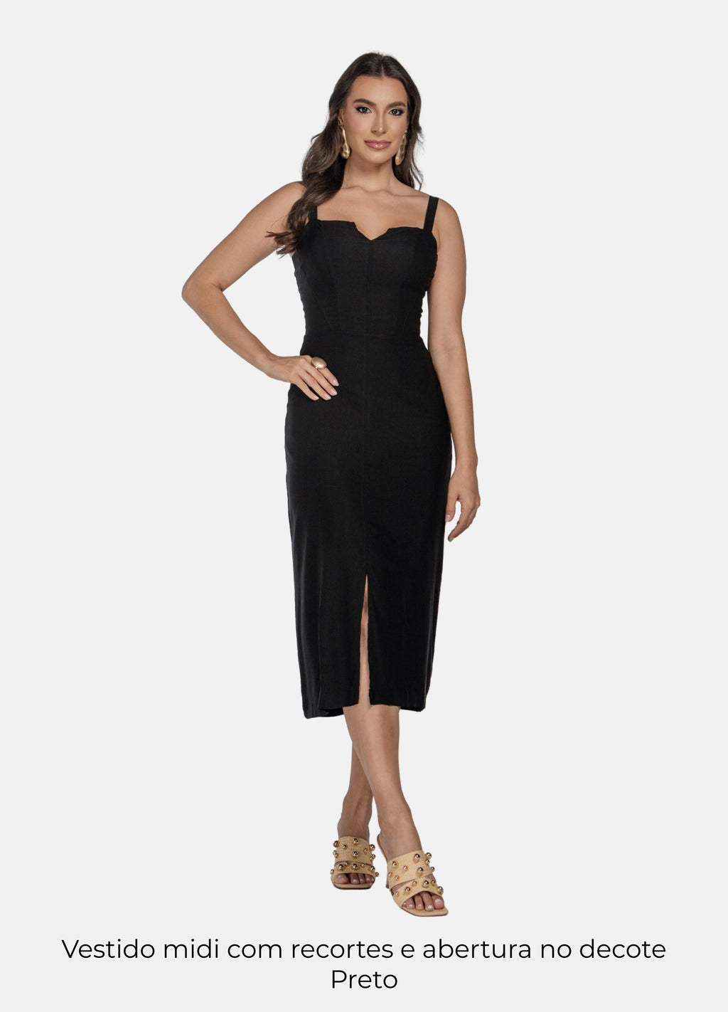 Kit 2 Vestidos Midi - Trespassado com Fenda + Recortes e Abertura no Decote