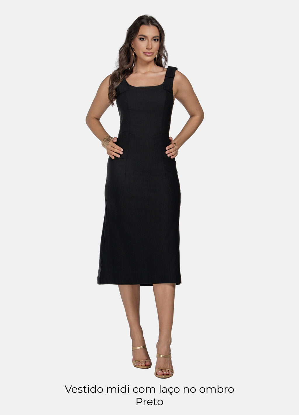 Kit 2 Vestidos Midi - Laço no Ombro + Detalhe em X e Bolso