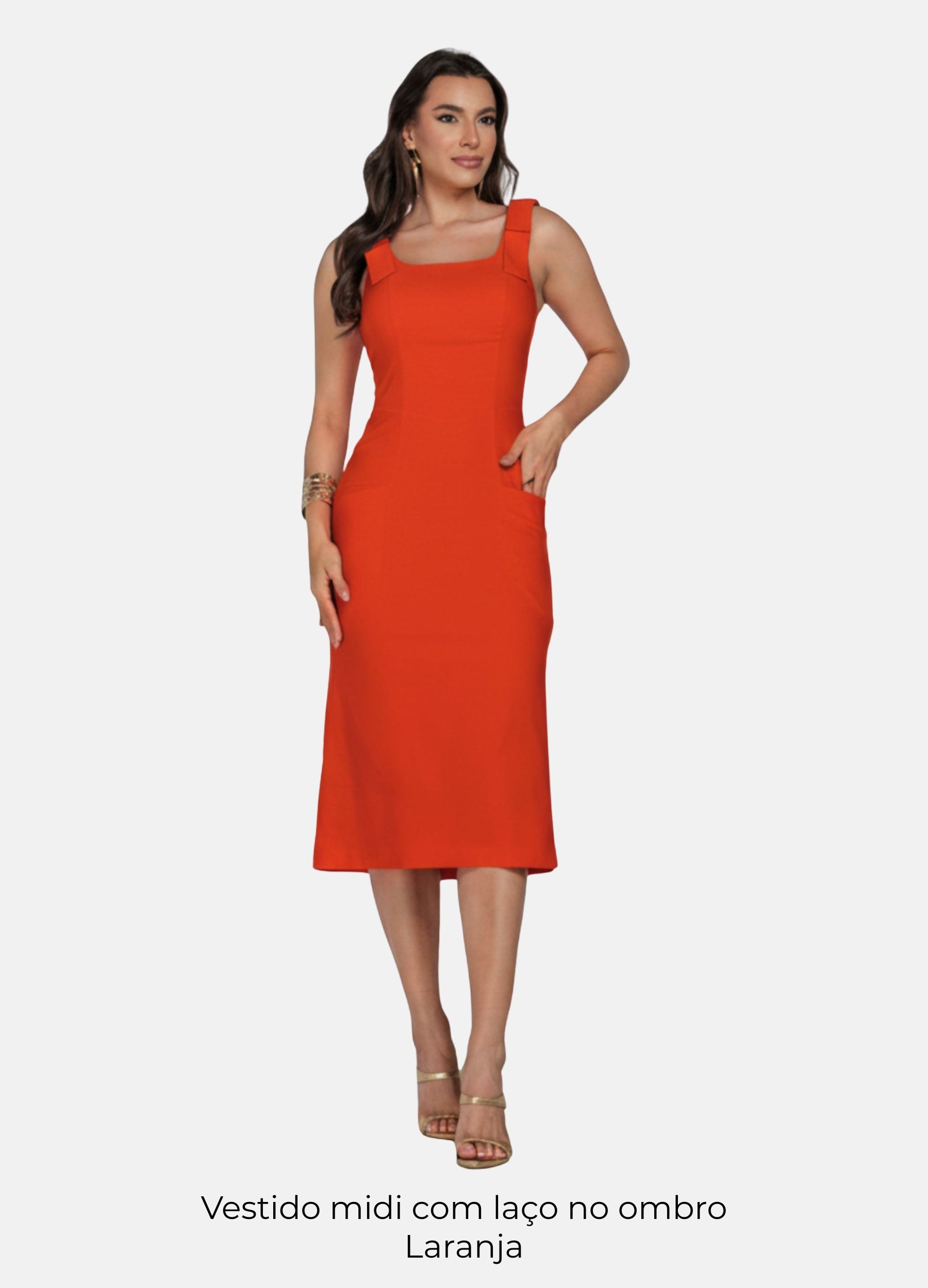 Kit 2 Vestidos Midi - Laço no Ombro + Detalhe em X e Bolso