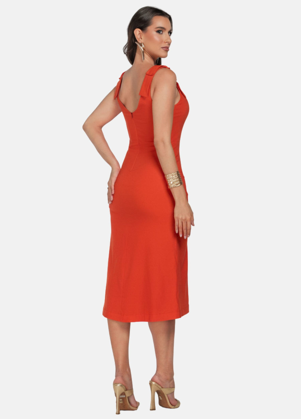 Kit 2 Vestidos Midi - Decote Transpassado + Laço no Ombro