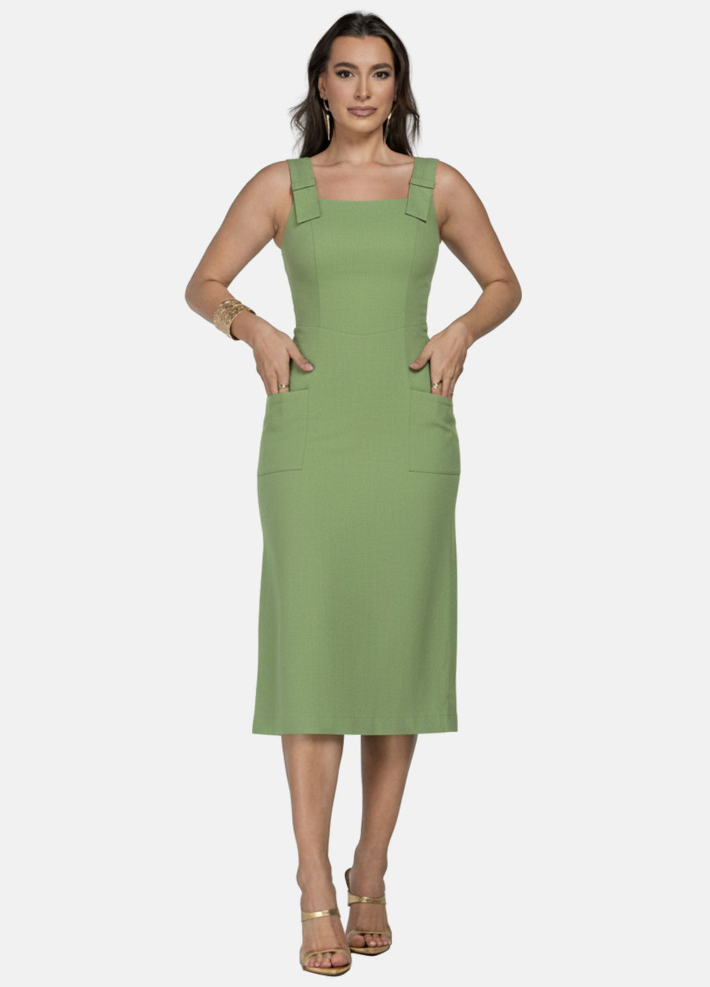 Kit 2 Vestidos Midi - Laço no Ombro + Detalhe em X e Bolso