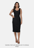 Kit 2 Vestidos Midi - Laço no Ombro + Detalhe em X e Bolso