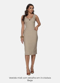 Kit 2 Vestidos Midi - Laço no Ombro + Detalhe em X e Bolso