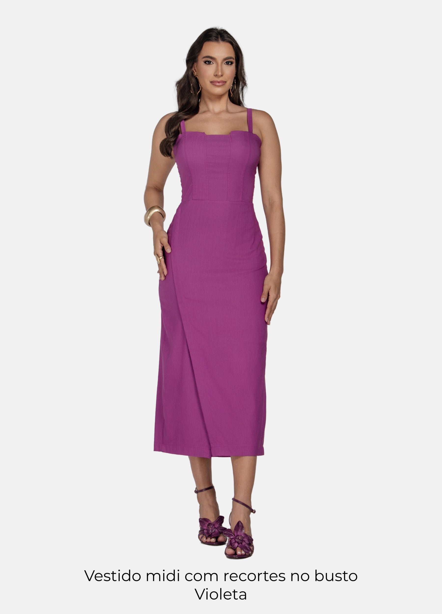 Kit 2 Vestidos Midi - Recortes no Busto + Recortes e Fenda