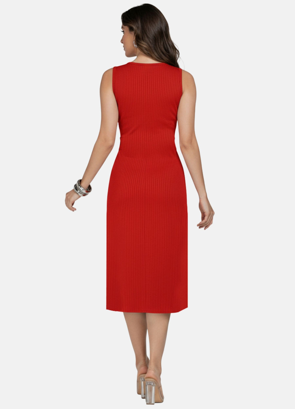 Kit 2 Vestidos Midi Canelado - Luiza com Fivela + Passante Dourado