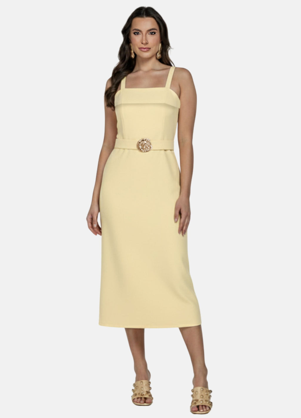 Kit 2 Vestidos Midi - Laura c/ Pala e Fivela + Fivela nas Alças