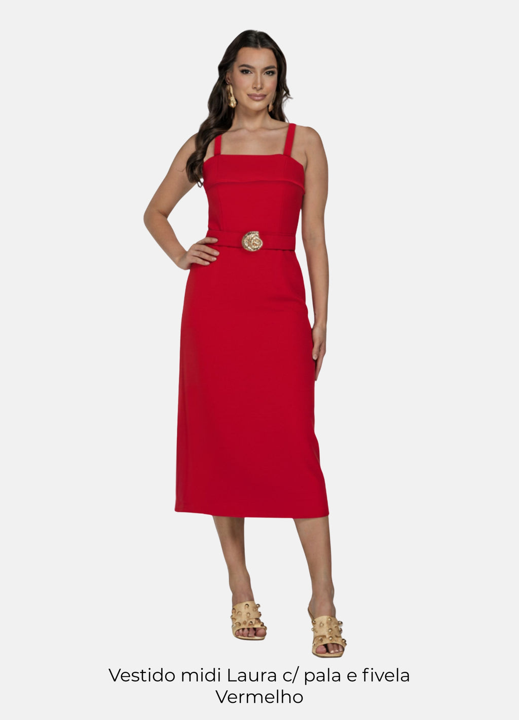 Kit 2 Vestidos Midi - Laura c/ Pala e Fivela + Fivela nas Alças