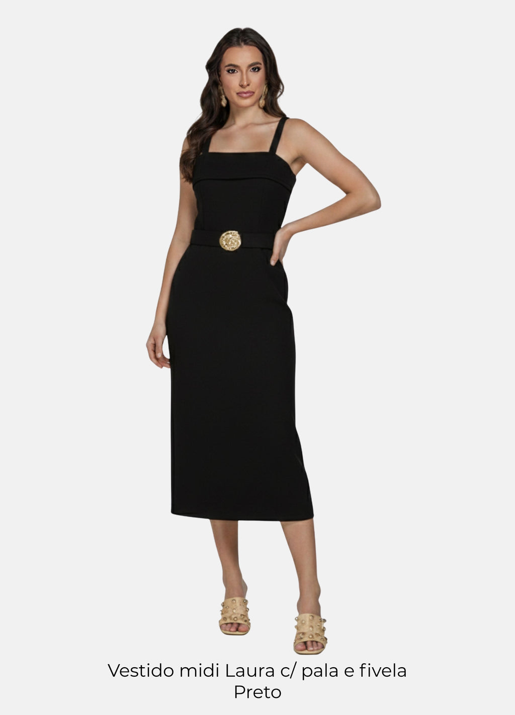 Kit 2 Vestidos Midi - Laura c/ Pala e Fivela + Fivela nas Alças