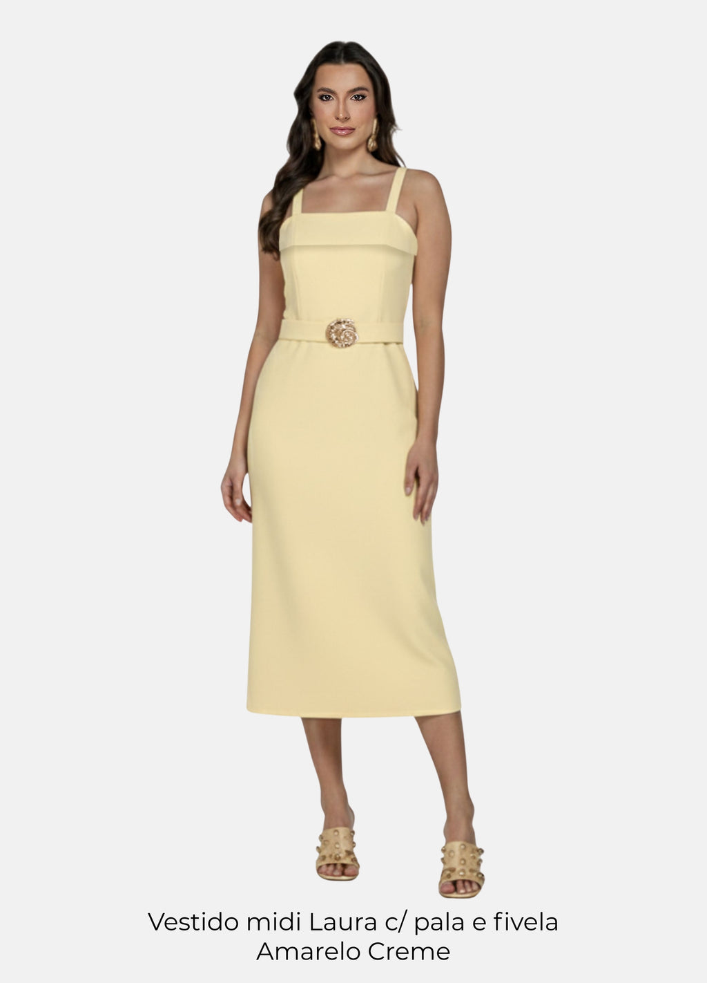 Kit 2 Vestidos Midi - Laura c/ Pala e Fivela + Fivela nas Alças