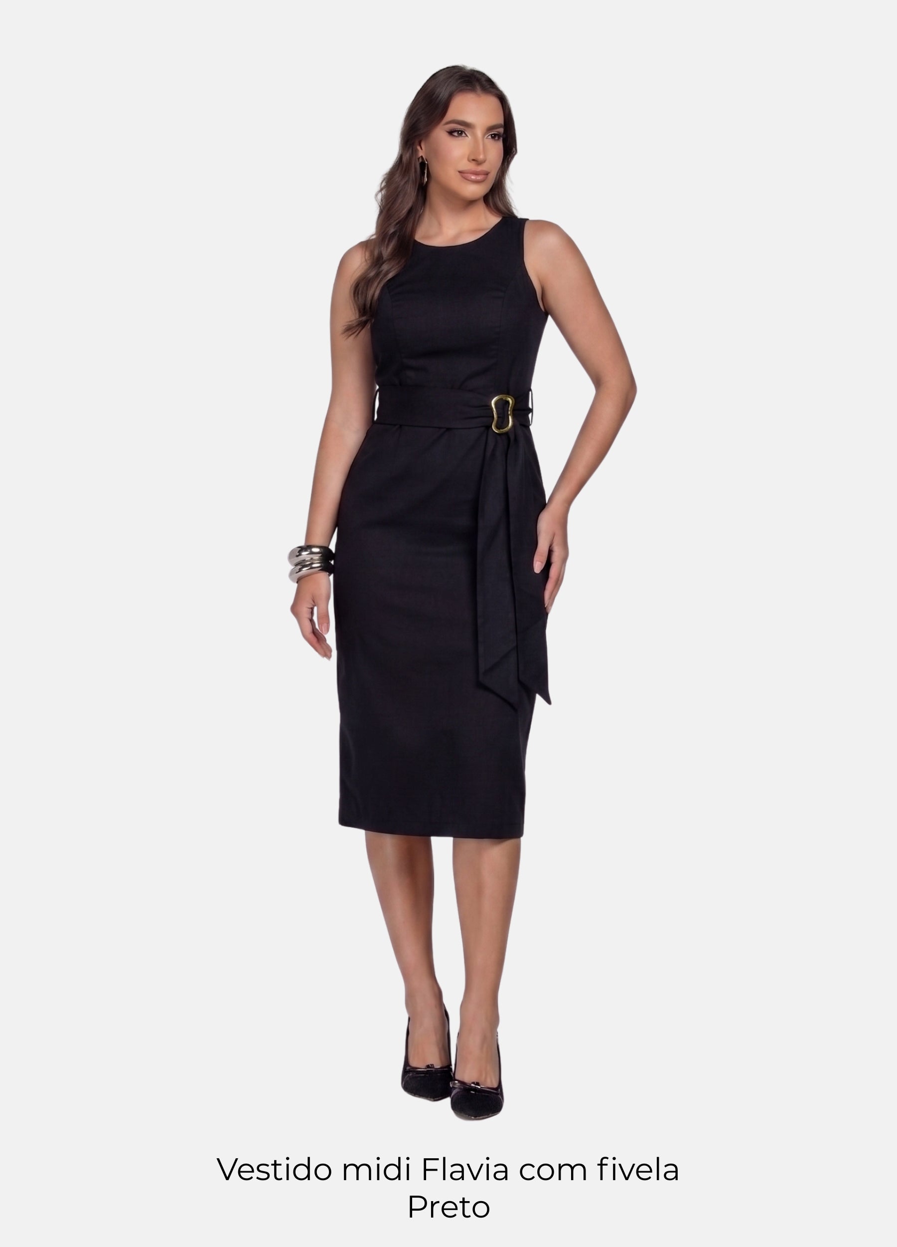 Kit 2 Vestidos Midi - Fivela nas Alças + Flávia com Fivela