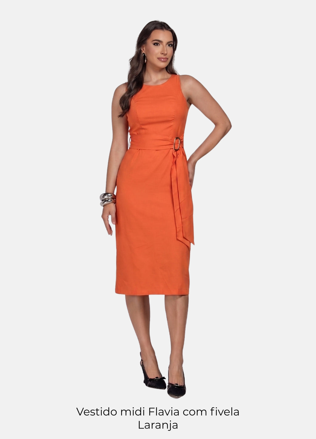 Kit 2 Vestidos Midi - Fivela nas Alças + Flávia com Fivela