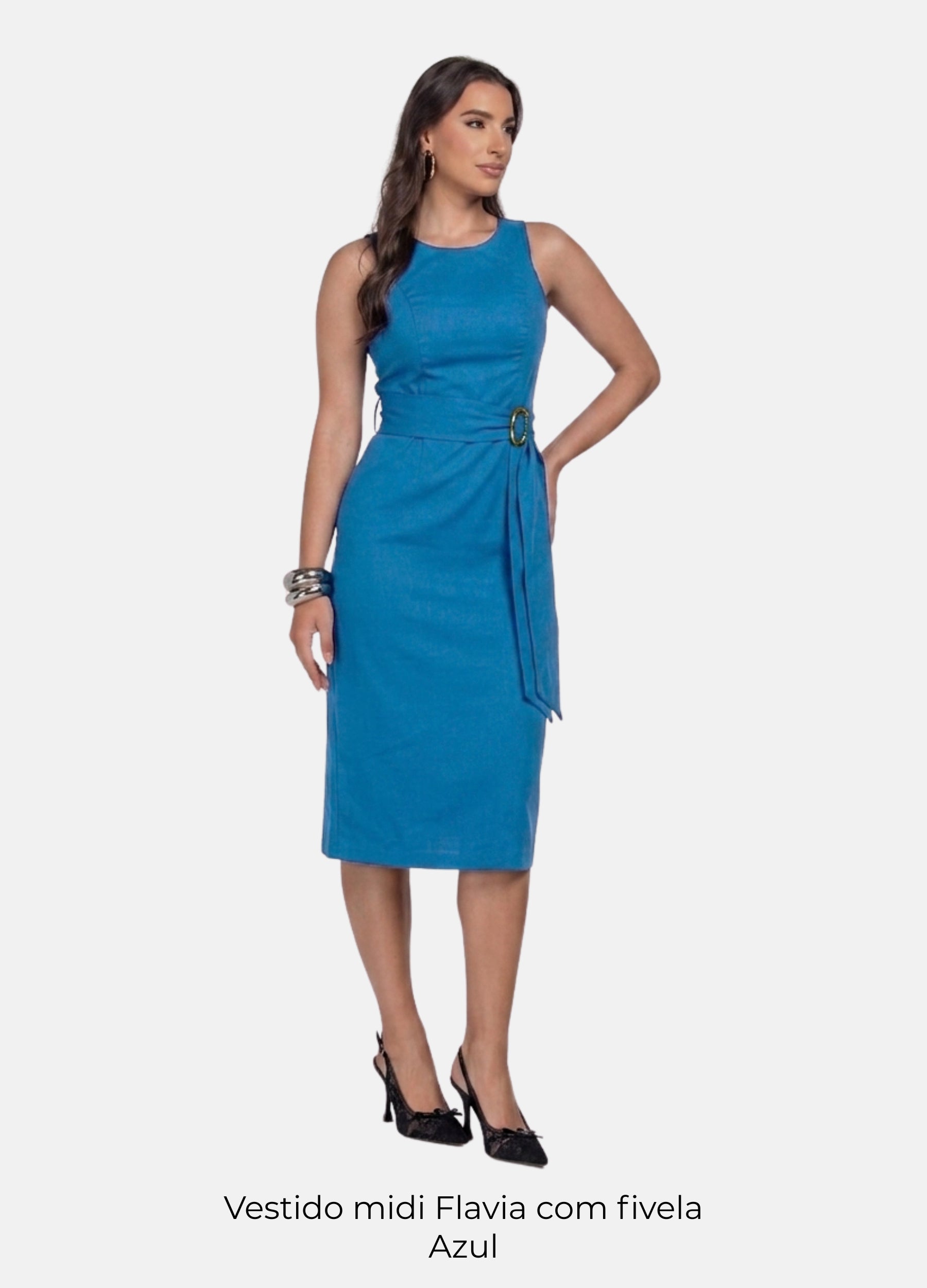 Kit 2 Vestidos Midi - Fivela nas Alças + Flávia com Fivela
