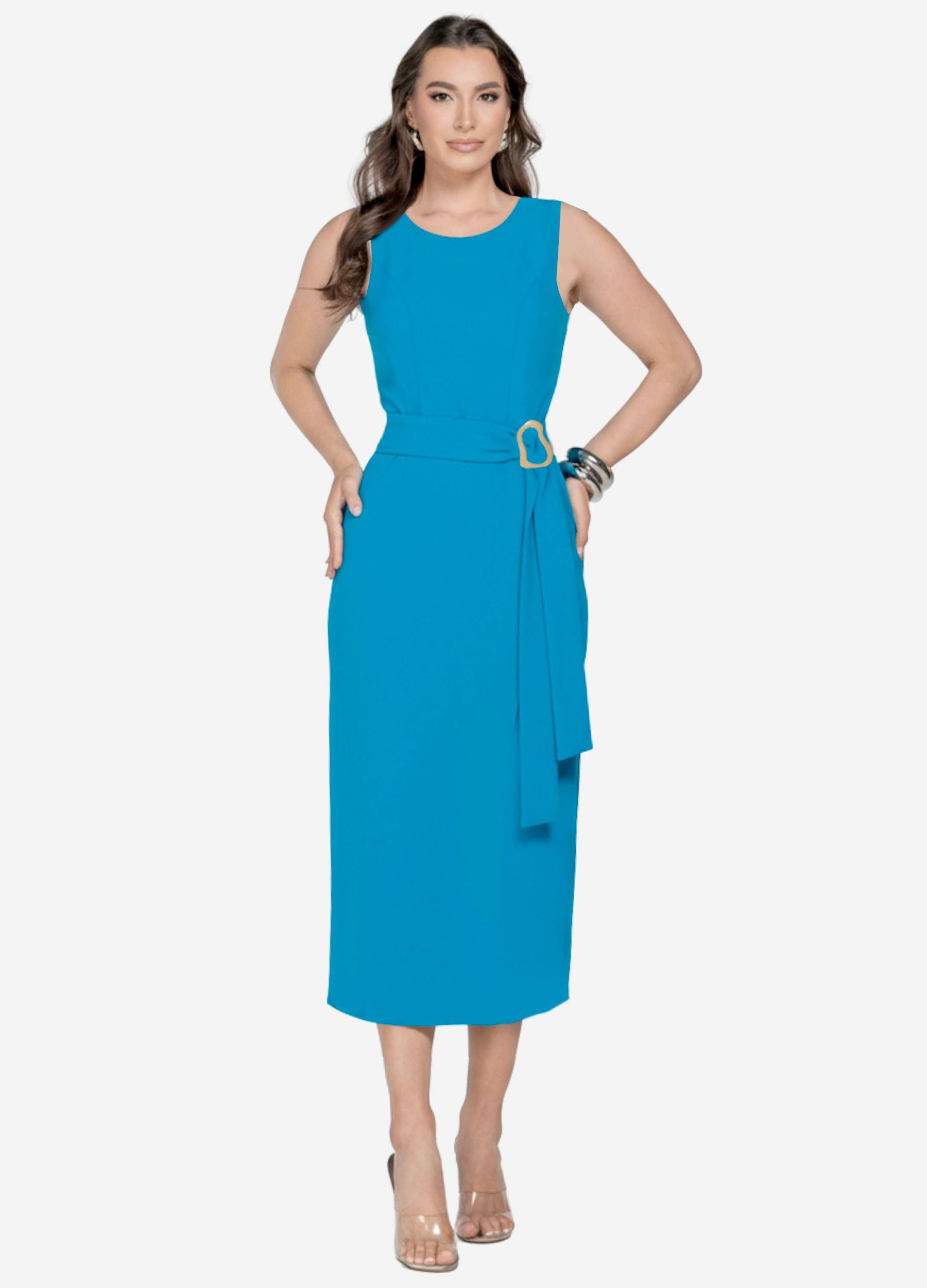 Kit 2 Vestidos Midi - Fivela nas Alças + Flávia com Fivela