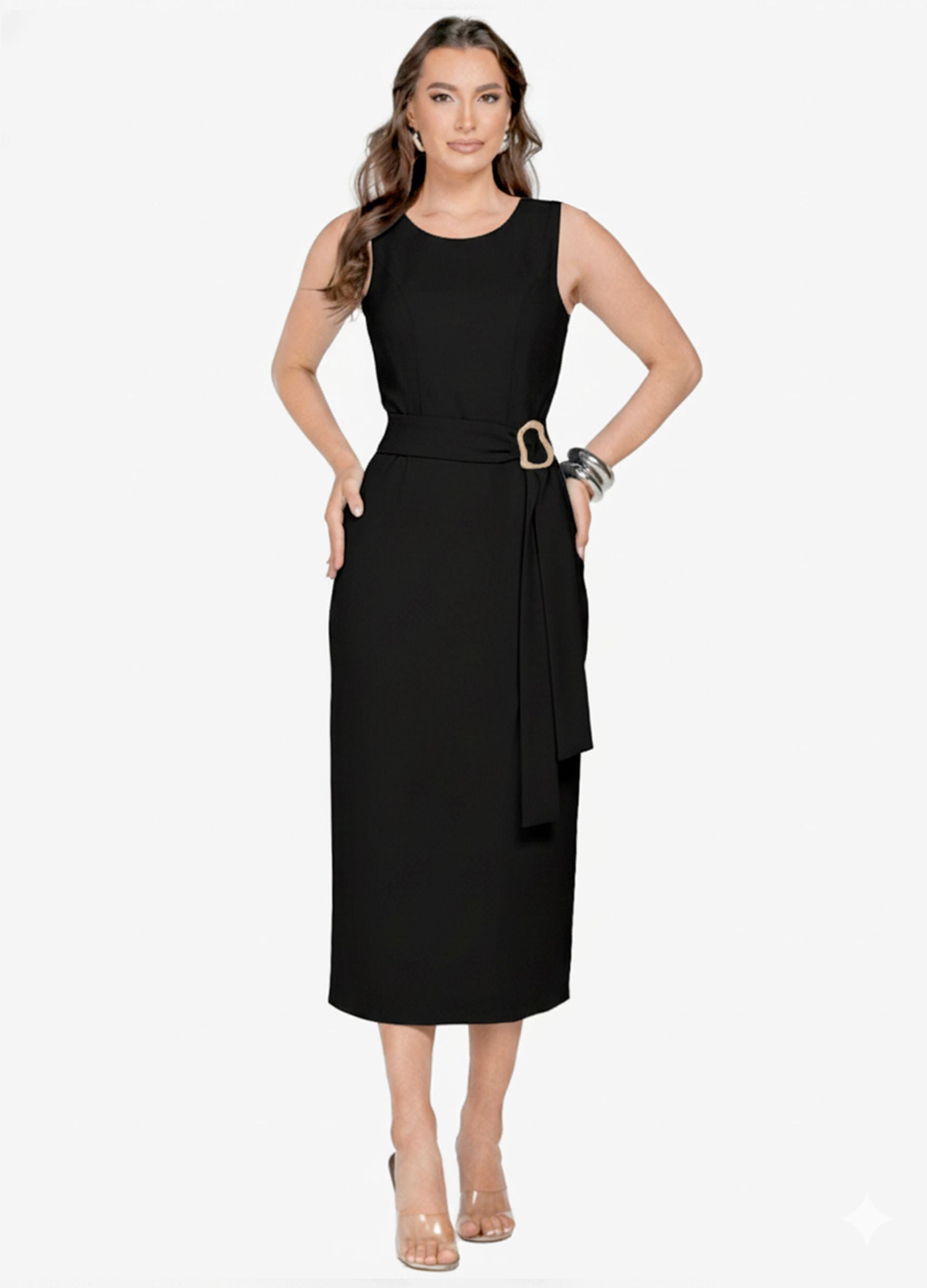 Kit 2 Vestidos Midi - Fivela nas Alças + Flávia com Fivela