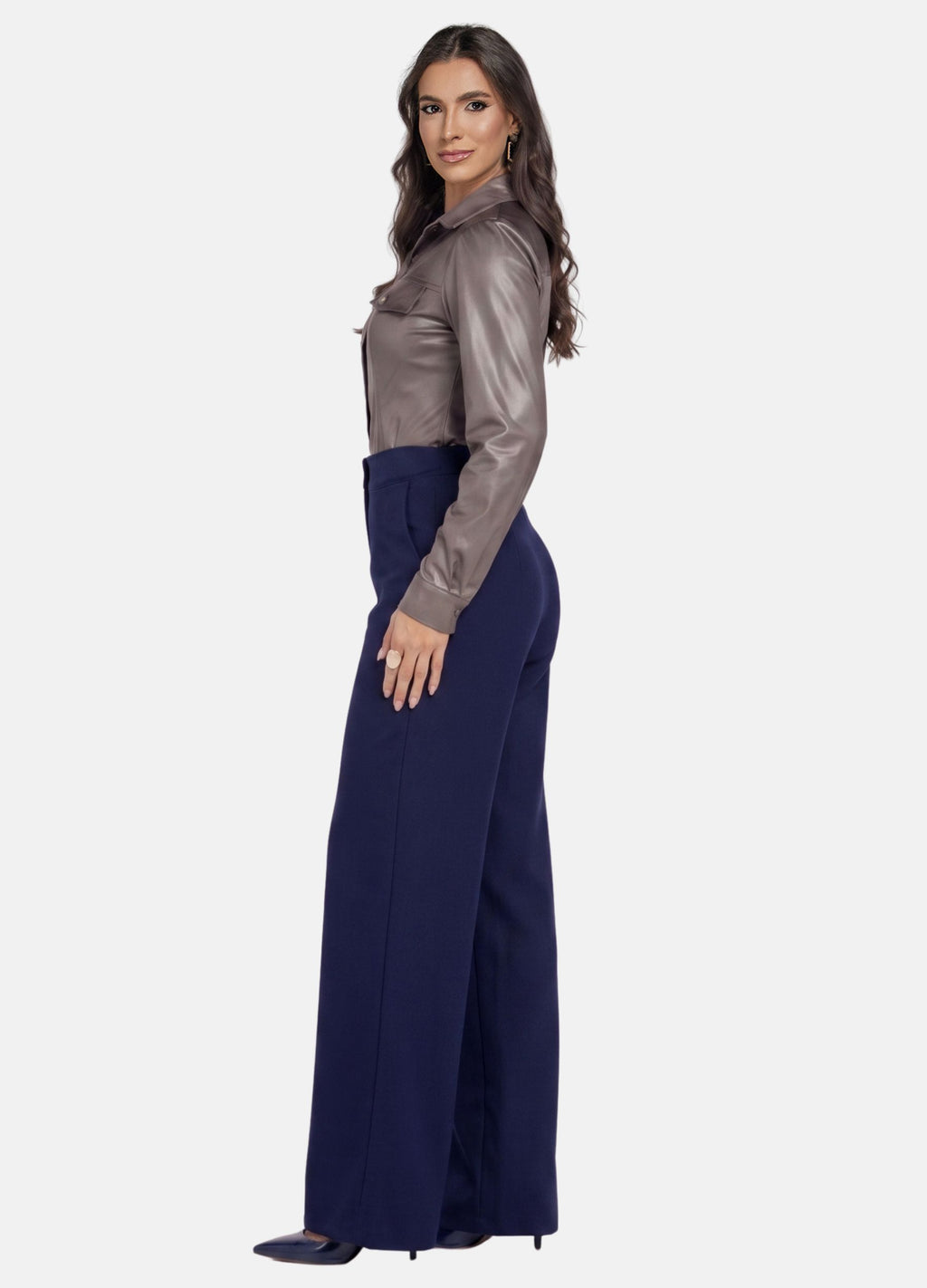 CALÇA FEMININA PANTALONA COM BOTÕES