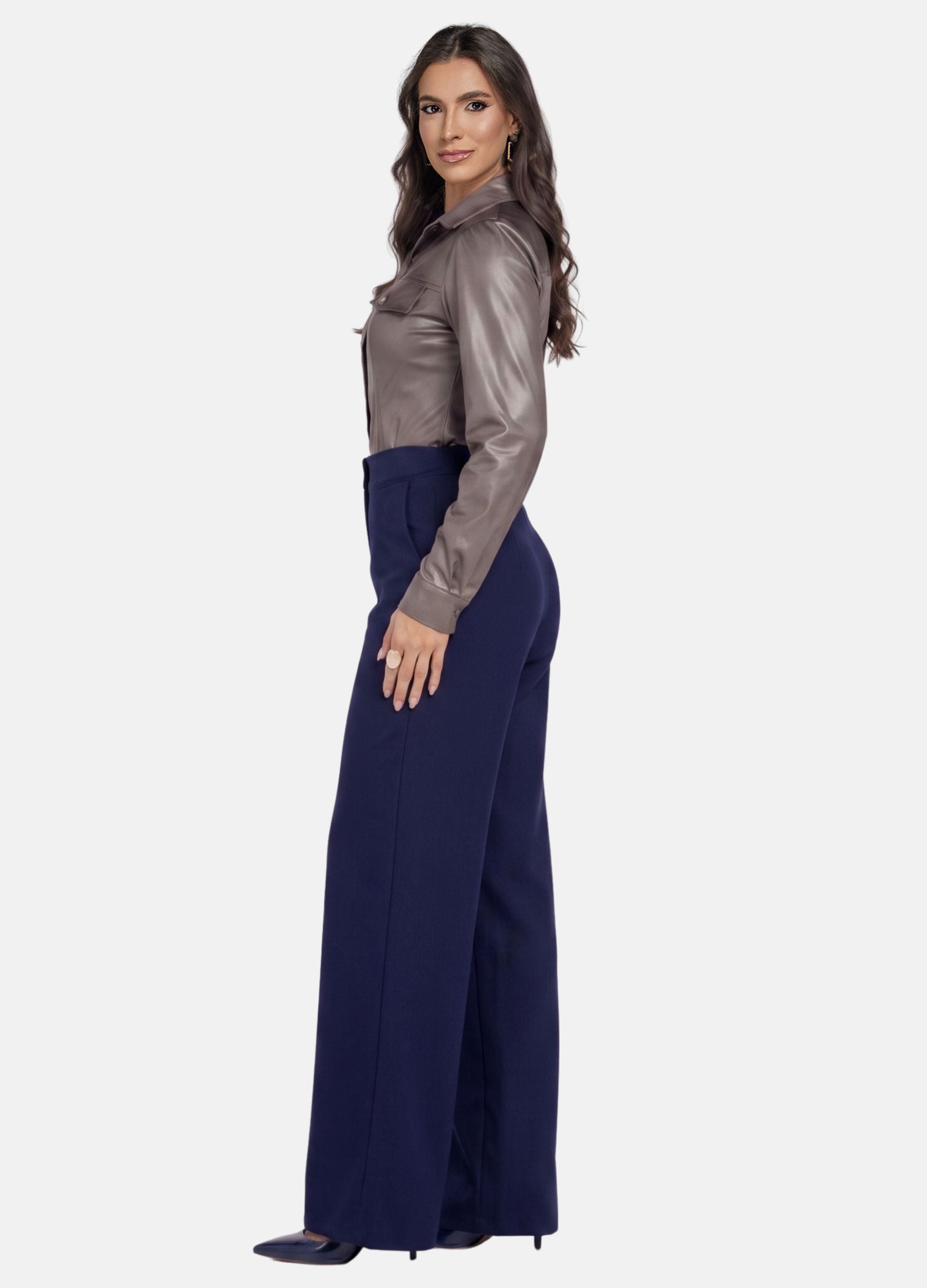 CALÇA FEMININA PANTALONA COM BOTÕES