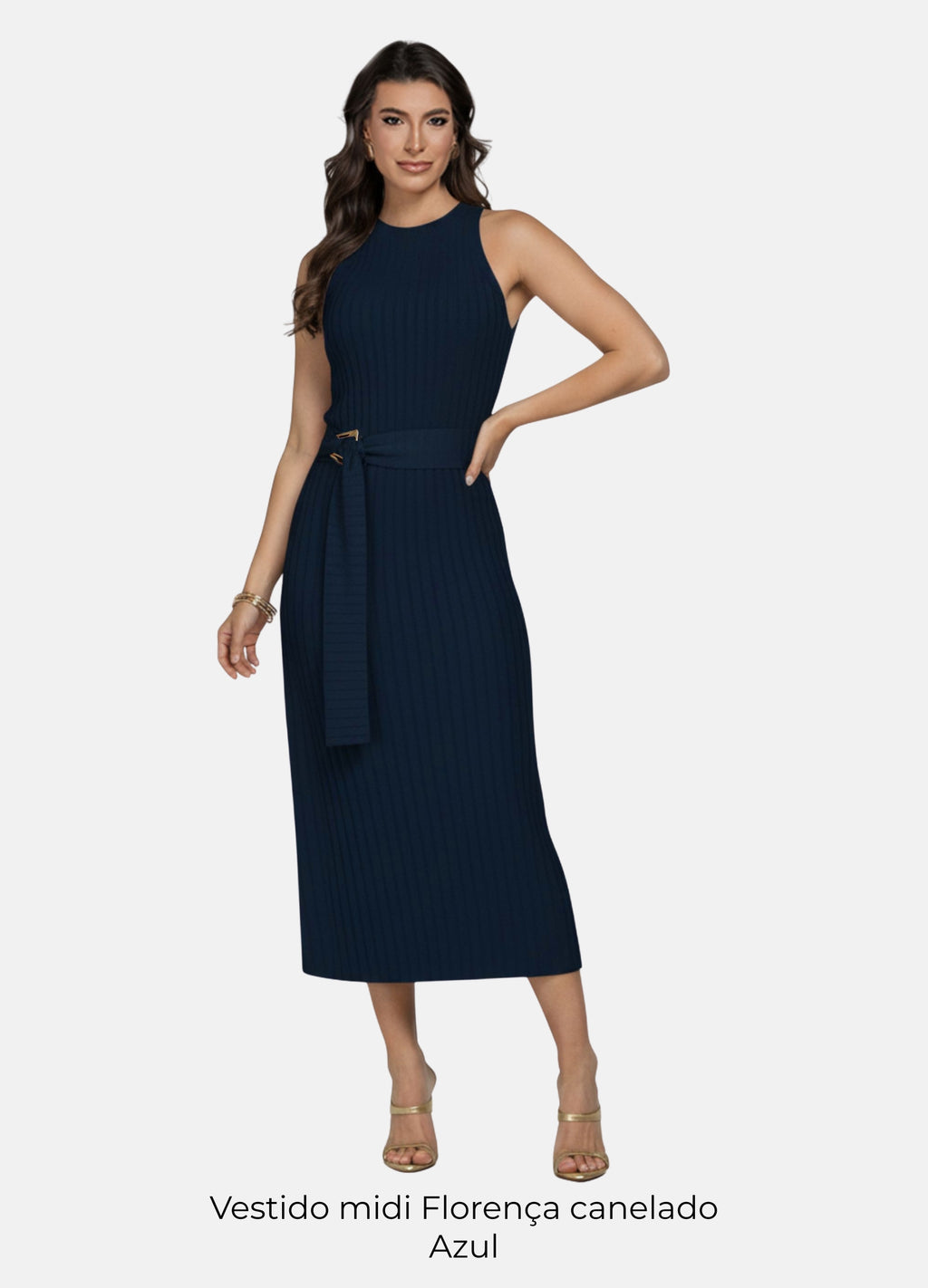 Kit 2 Vestidos Midi Canelado - Florença + Manga Longa com Fivela
