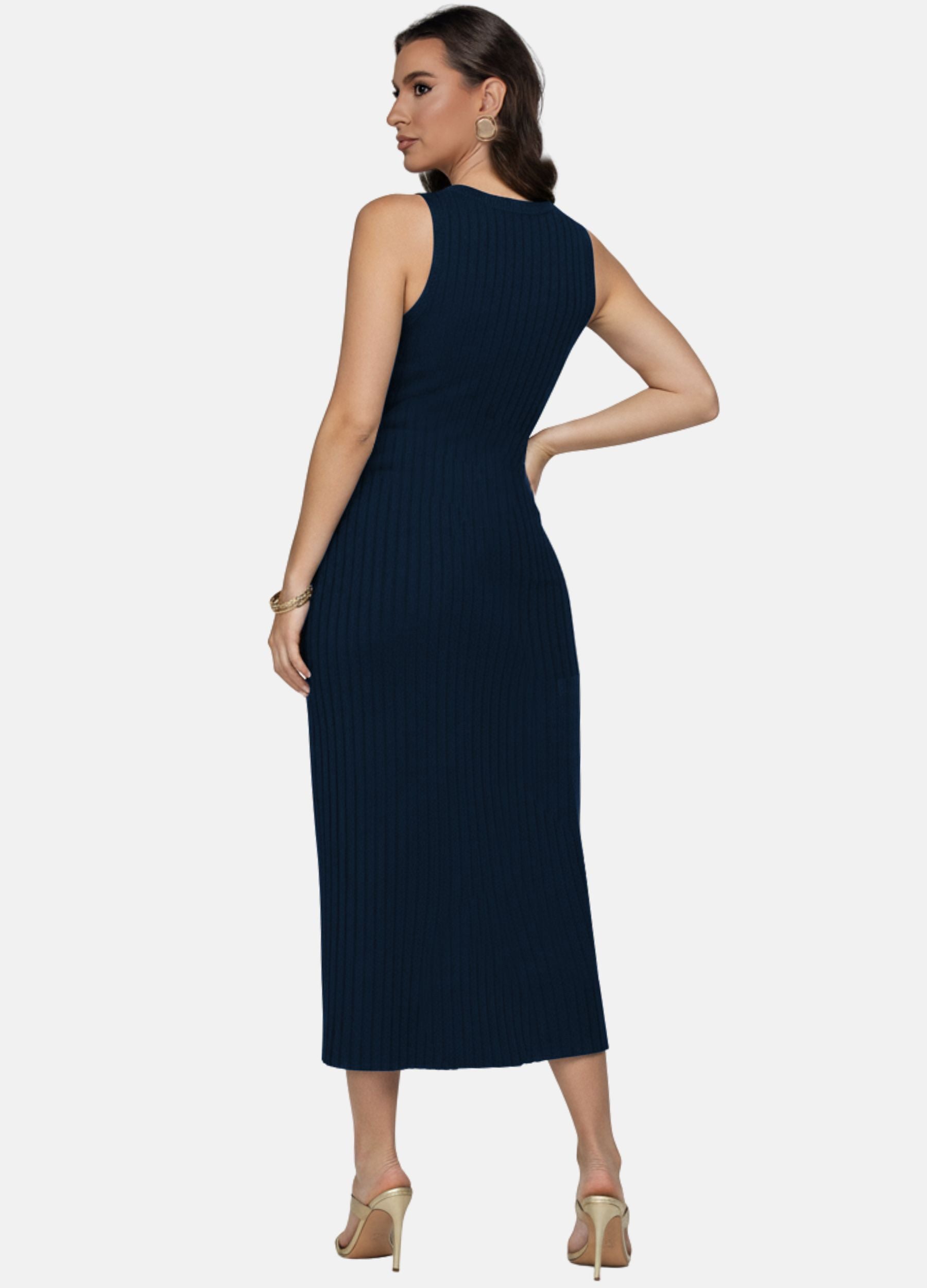 Kit 2 Vestidos Midi Canelado - Florença + Manga Longa com Fivela