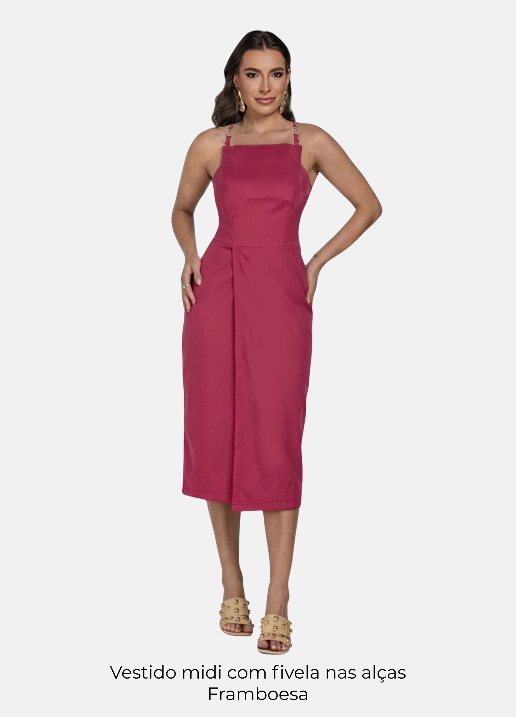 Kit 2 Vestidos Midi - Laura c/ Pala e Fivela + Fivela nas Alças