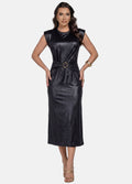 VESTIDO MIDI CIRRÊ COM PREGAS E OMBREIRA